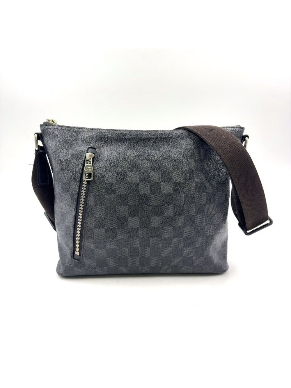 Louis Vuitton Mick PM Damier Graphite Leather Black Shoulder Bag Silver